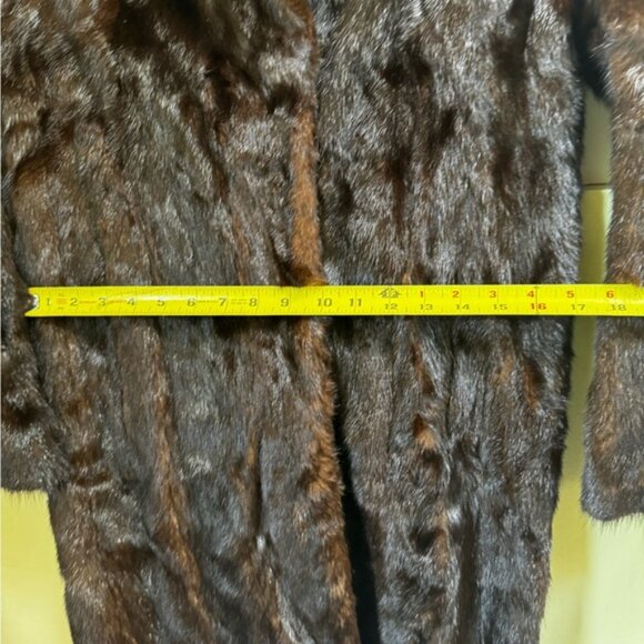 TheRoom Vintage 80s Mink Fur Coat Long Quality Dark Brown Pocket Jacket Shawl 12 - Picture 15 of 16